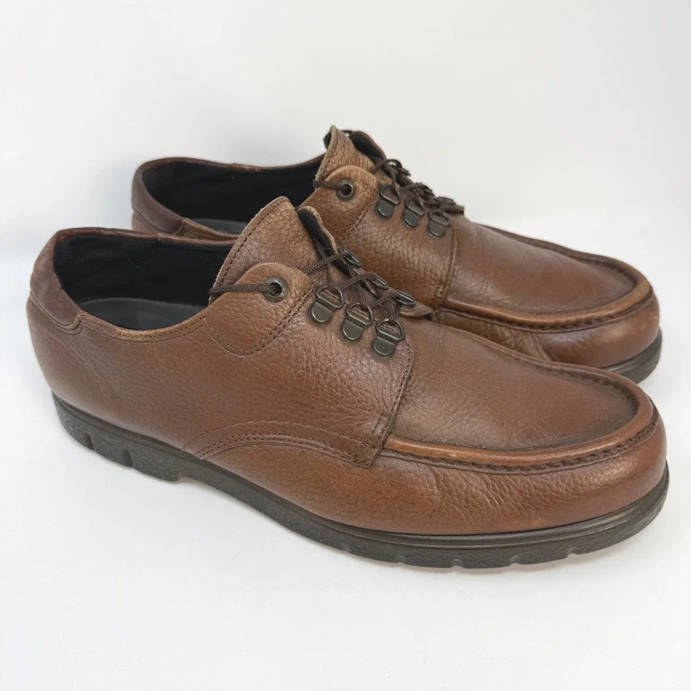 Red Wing Shoes Mens 12 B Brown Pebbled Leather Moc Toe Oxford D-Ring Shoes